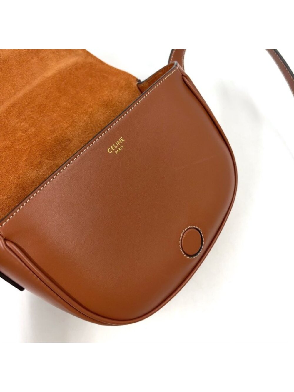 Celine Folco Cuir Triomphe Leather Brown Shoulder Bag Gold - Picture 14 of 15